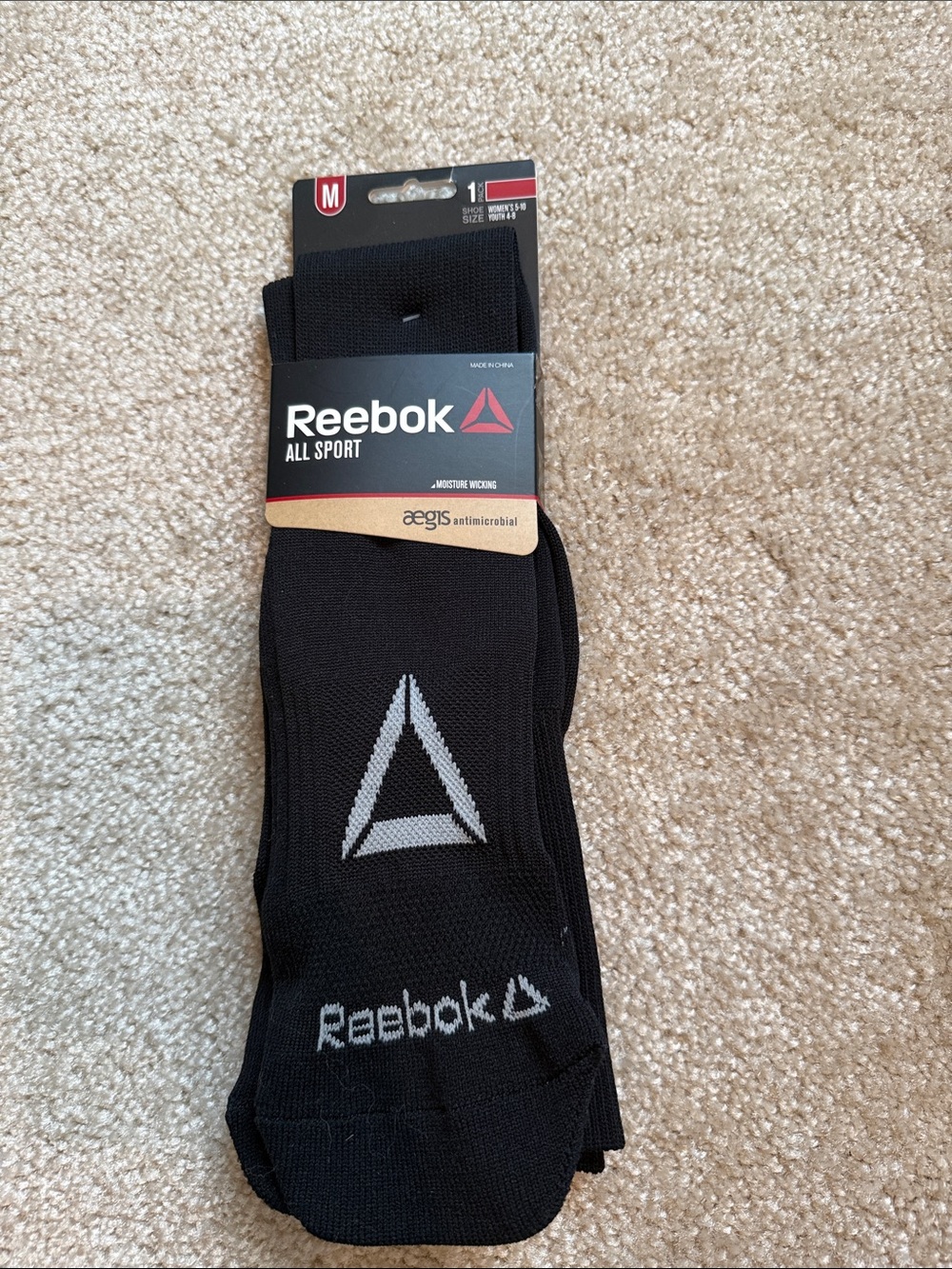 Reebok Black Performance Crew Socks